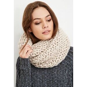 Forever 21 Beige Purl Knit Infinity Scarf
